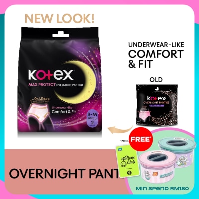 KOTEX Overnight Panties S-M (2s) - Period Panties with 360⁰ Anti-Leakage Protection Disposable