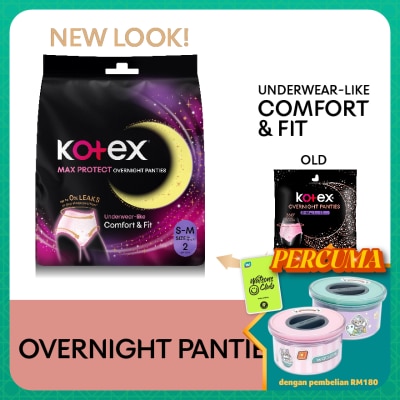 KOTEX Overnight Panties S-M (2s) - Period Panties with 360⁰ Anti-Leakage Protection Disposable
