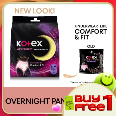 KOTEX - Overnight Panties S-M (2s) - Period Panties with 360⁰ Anti-Leakage Protection Disposable