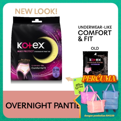 KOTEX Overnight Panties S-M (2s) - Period Panties with 360⁰ Anti-Leakage Protection Disposable