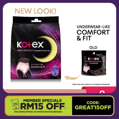 KOTEX Overnight Panties S-M (2s) - Period Panties with 360⁰ Anti-Leakage Protection Disposable
