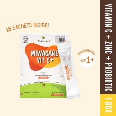 MIWACARE Vit C+ Vitamin C with Zinc and Probiotic Kids Age 1 & Above (1 Box x 10 Sachets)