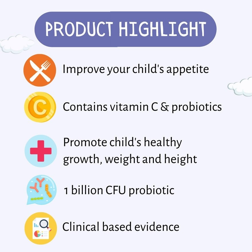 MIWACARE Lysine+ Lysine with Vitamin C + Probiotics Kids Age 1 and above (1 Box x 10 Sachets)