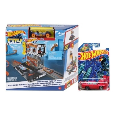 HOT WHEELS City Downtown Trackset - Repair Station and Proton Saga Special Edition Bundle