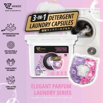 VANZO VZ 3 IN 1 Laundry Capsules English Pear & Freesia 18 capsules