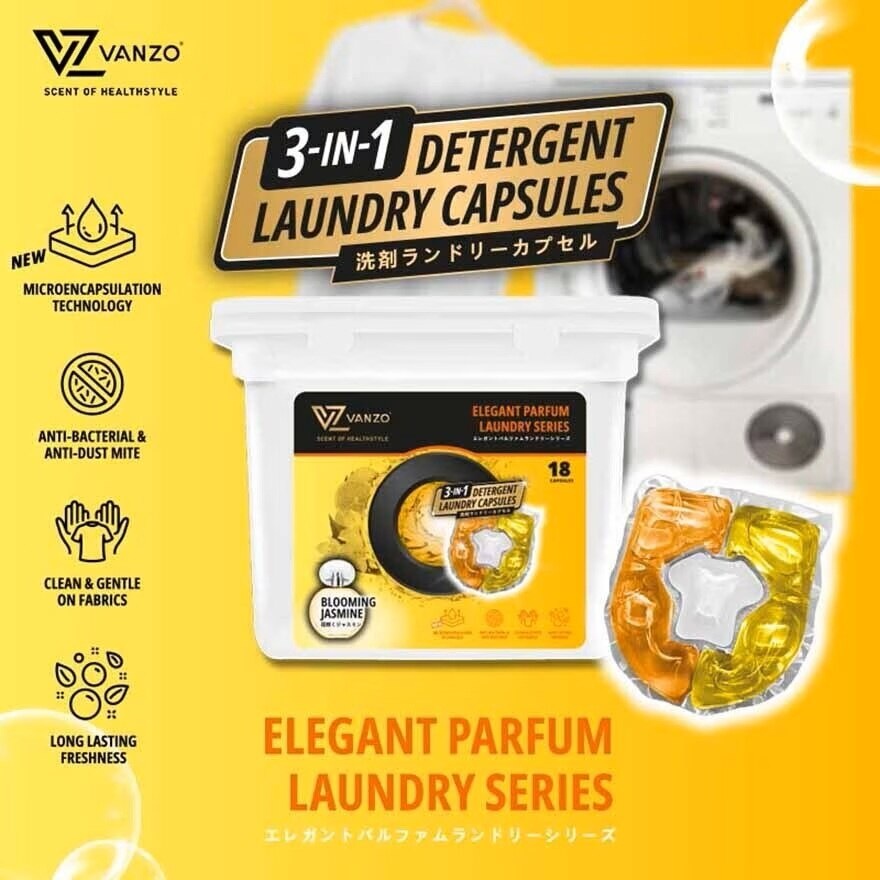 VZ 3 IN 1 Laundry Capsules Blooming Jasmine 18 capsules