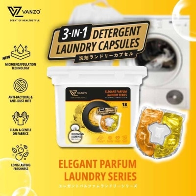 VANZO VZ 3 IN 1 Laundry Capsules Blooming Jasmine 18 capsules