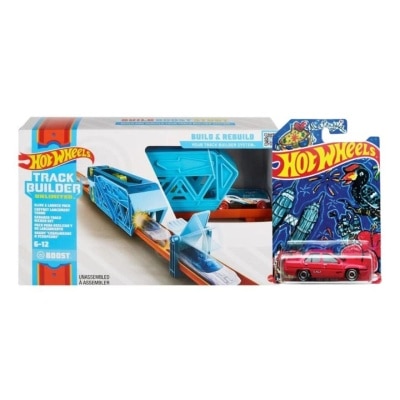 HOT WHEELS Track Builder Trackset - Slide & Launch Track and Proton Saga Special Edition Bundle