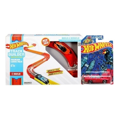 HOT WHEELS Track Builder Trackset - Curved Track and Proton Saga Special Edition Bundle