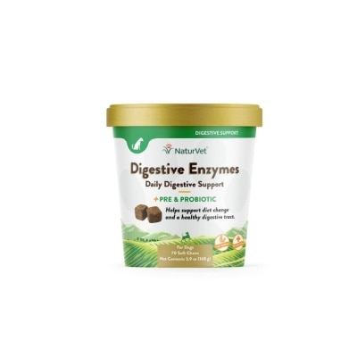 NATURVET Digestive Enzymes Soft Chews With Prebiotics and Probiotics 70s