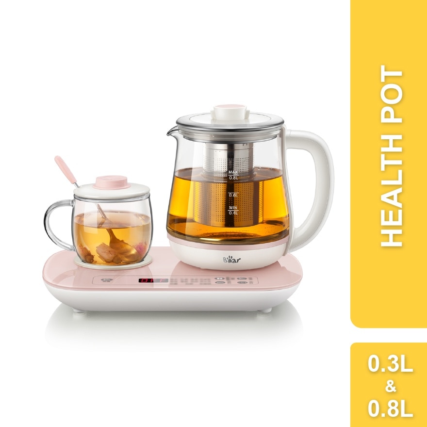 2 in 1 health Pot Kettle Electric Glass Kettle 0.8L & 0.3L pot BHP-PE08L