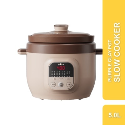 BEAR Electric Stew Pot Slow Cooker Purple Clay Pot Soup Pot Porridge Pot (5L) BMC-AE50L