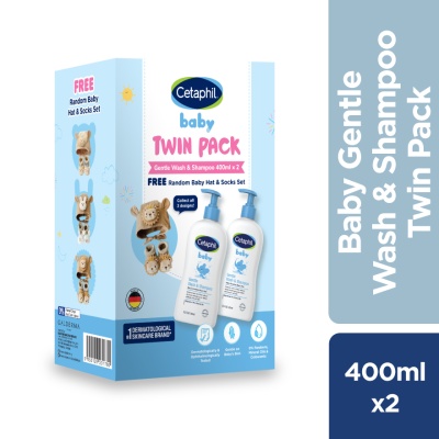 CETAPHIL - Gentle Wash & Shampoo 400ml x 2 +  GWP