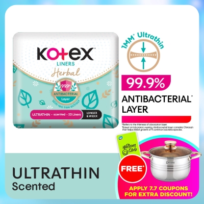 KOTEX - Herbal Anti-Bacterial Ultrathin Panty Liners 17.5cm (23s) - Odor Care with Tea Tree Extract Liners
