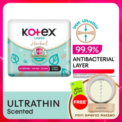 KOTEX - Herbal Anti-Bacterial Ultrathin Panty Liners 17.5cm (23s) - Odor Care with Tea Tree Extract Liners