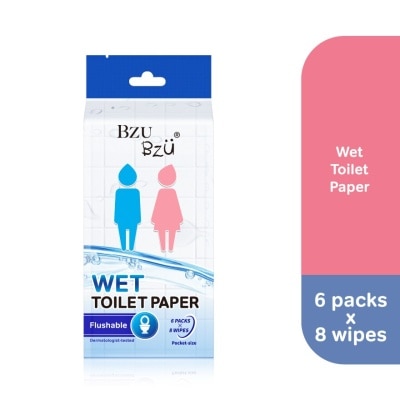 BZU BZU Wet Toilet Paper 6 Packs x 8 Wipes