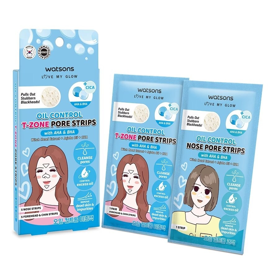 Oil Control T-Zone Pore Strips With AHA & BHA 5S Nose + 5S Forehead & Chin Strips