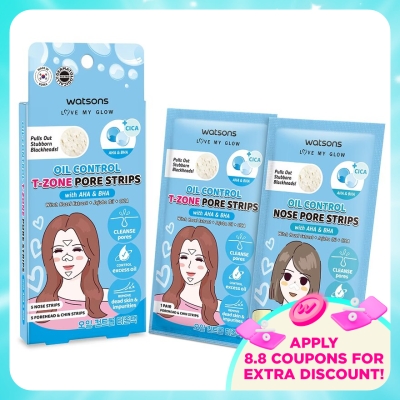 WATSONS - Oil Control T-Zone Pore Strips With AHA & BHA 5S Nose + 5S Forehead & Chin Strips