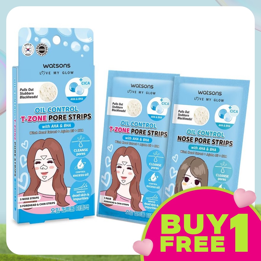 Oil Control T-Zone Pore Strips With AHA & BHA 5S Nose + 5S Forehead & Chin Strips