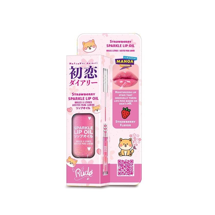 RUDE Manga Sparkle Lip Oil In Strawberry – Feuchtigkeitsspendender Lipgloss Mit Glitzereffekt