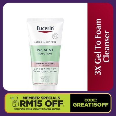 EUCERIN ProAcne Solution 3X Gel to Foam Cleanser 75ml