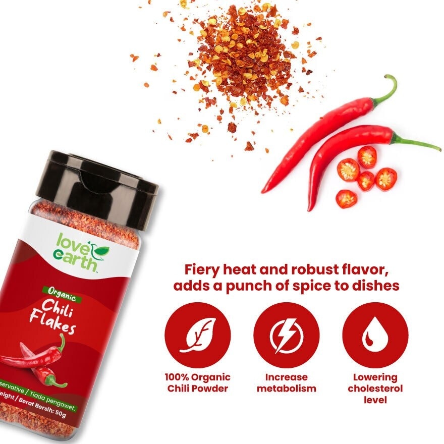 Organic Dried Chili Flakes 50g