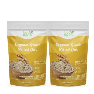 LOVE EARTH Organic Quick Rolled Oat Bundle 400g x2