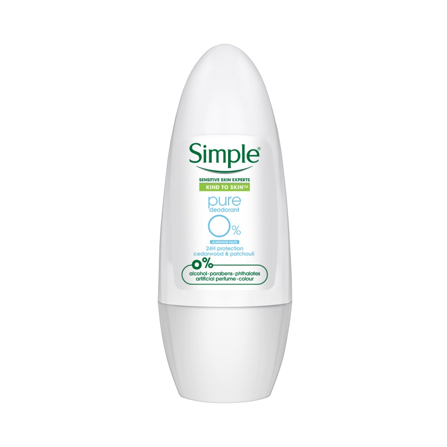 0% Aluminum Salts Pure Deodorant Roll-On, Clean, Natural & Fresh Underarm Protection 45ml