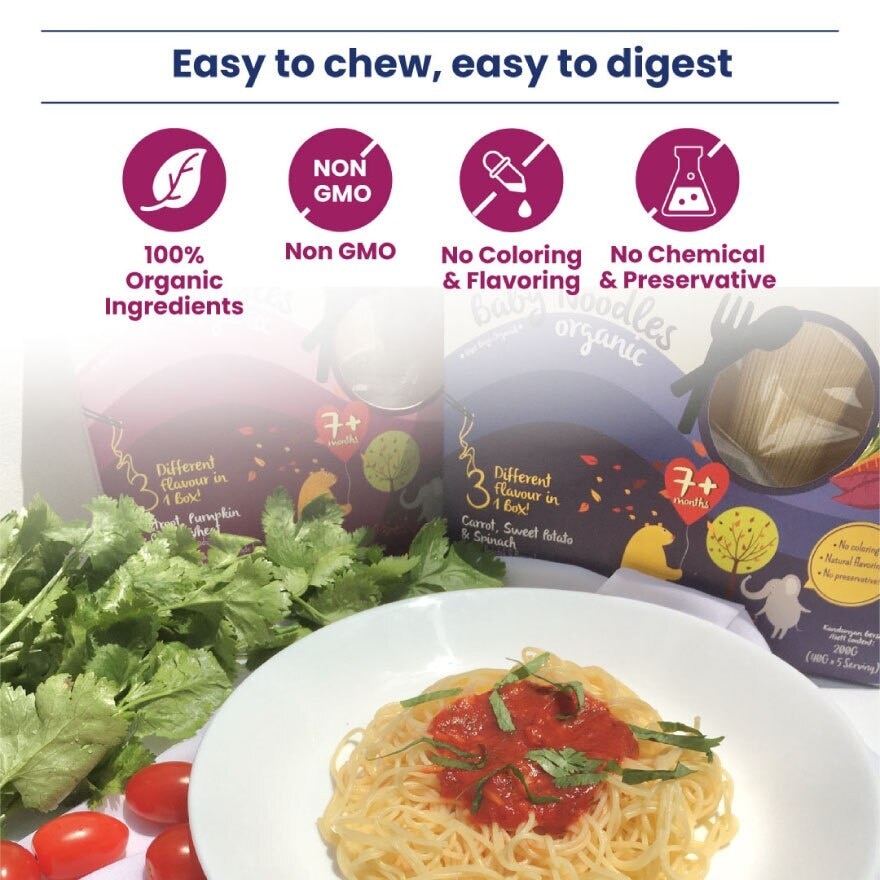 Organic Baby Noodles Beetroot, Pumpkin and Plain Wheat 180g