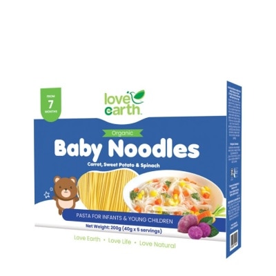 LOVE EARTH Organic Baby Noodles Carrot, Sweet Potato and Spinach 180g