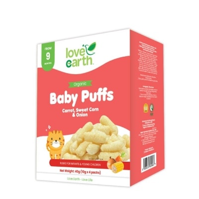 LOVE EARTH Organic Baby Puffs Carrot, Tomato & Onion 40g