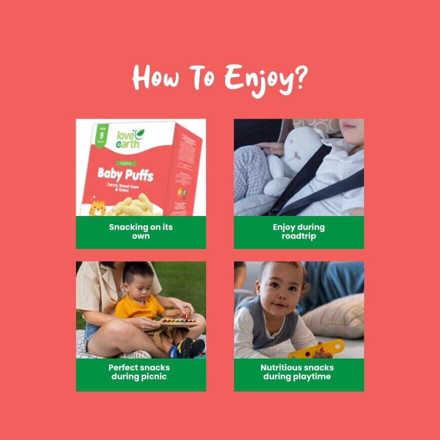 Organic Baby Puffs Carrot, Tomato & Onion 40g