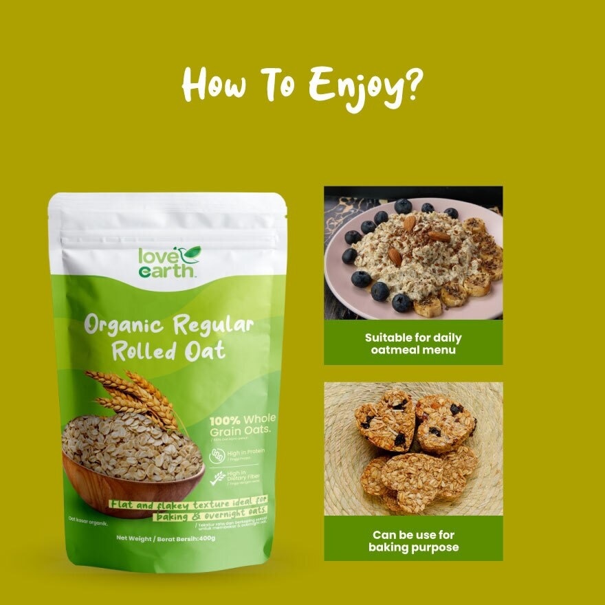 Organic Regular Rolled Oat 400g