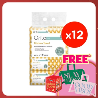 ORITA Soft Pack Kitchen Towel 2Ply 120's (4packs x 12)