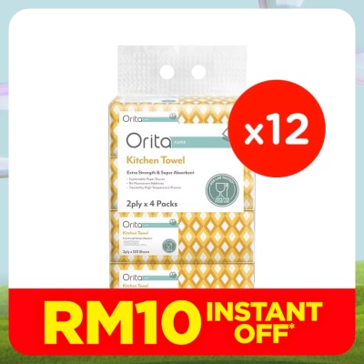 ORITA Soft Pack Kitchen Towel 2Ply 120's (4packs x 12)