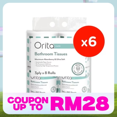 ORITA Toilet Roll 3Ply 260's(8rolls x 6)