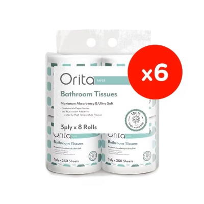 ORITA - Toilet Roll 3Ply 260's(8rolls x 6)