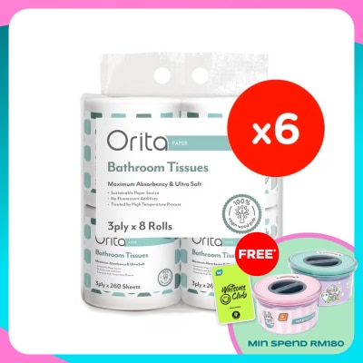 ORITA Toilet Roll 3Ply 260's(8rolls x 6)