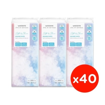 WATSONS Facial Cotton 160's+80's (3packs x 40)