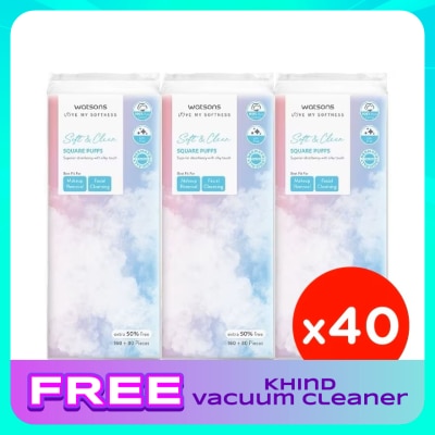 WATSONS Facial Cotton 160's+80's (3packs x 40)