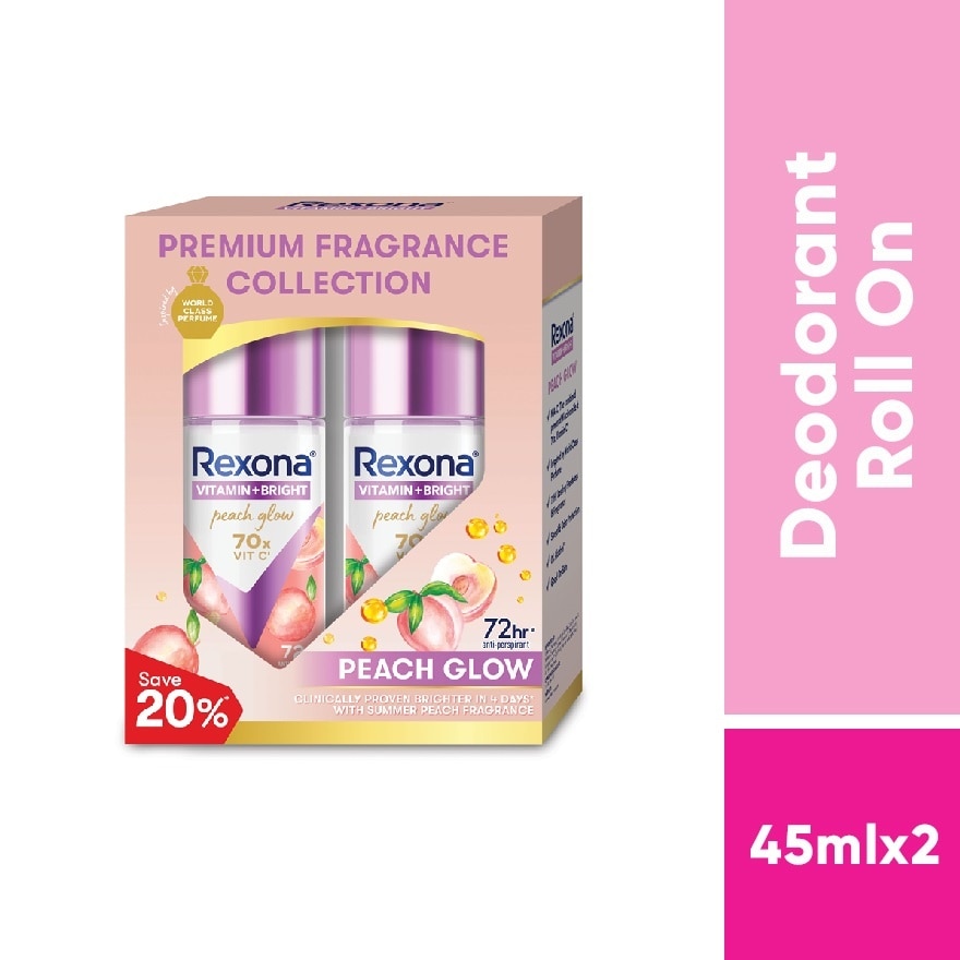 Vitamin Bright Peach Roll On Deo 2x45ml