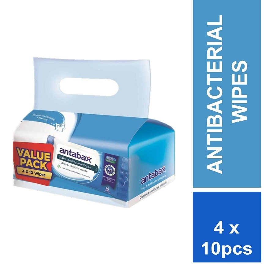 3-in-1 Antibacterial Wipes 4 x 10s