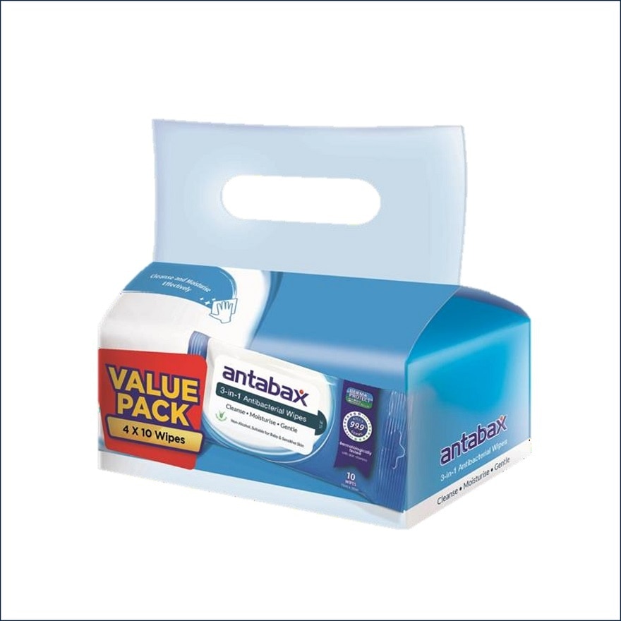 3-in-1 Antibacterial Wipes 4 x 10s