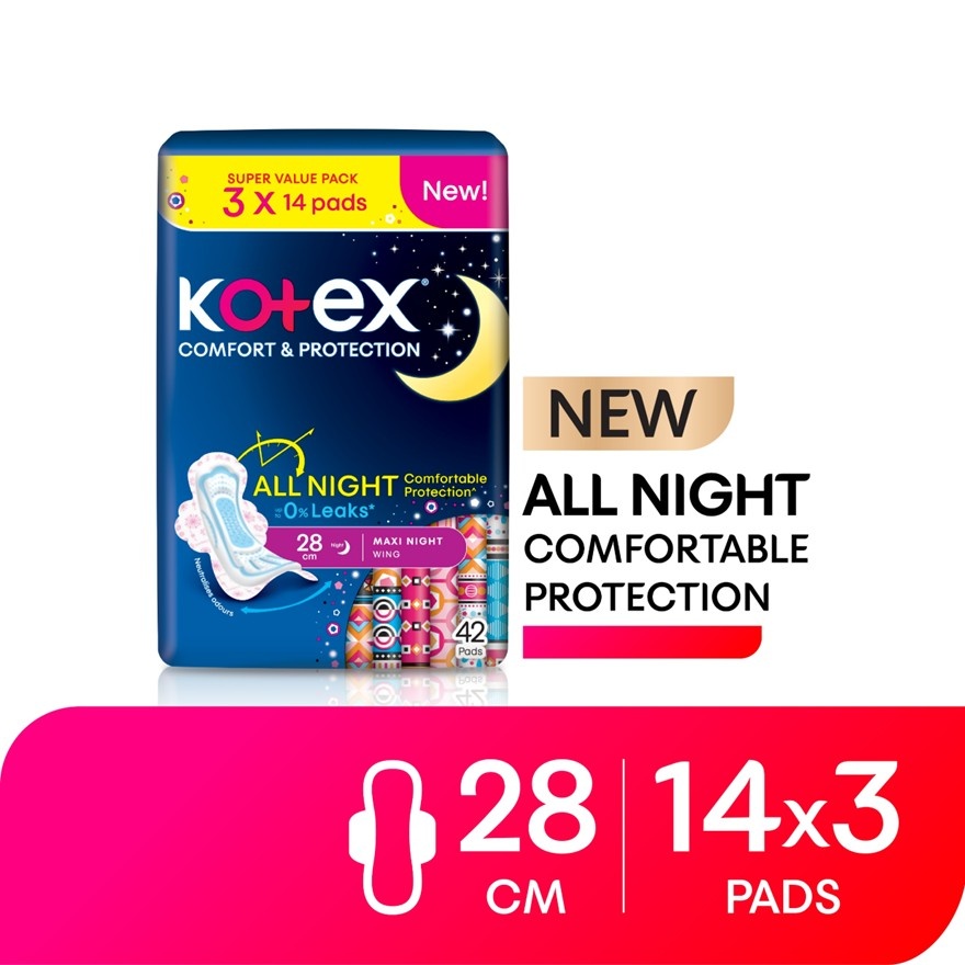Comfort & Protection Night Wing Pad 28cm (14sx3) - Sanitary Pad with 100% Leak Free Comfort