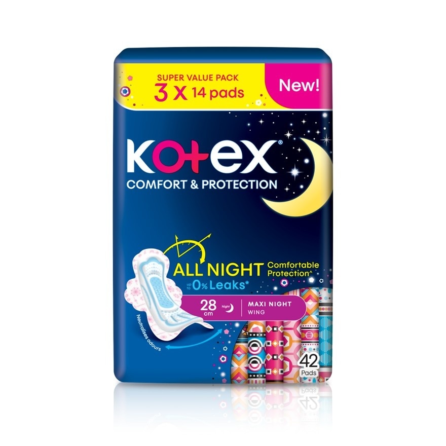 Comfort & Protection Night Wing Pad 28cm (14sx3) - Sanitary Pad with 100% Leak Free Comfort