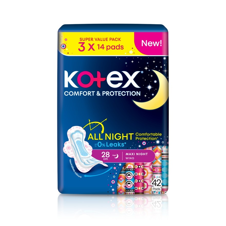 Comfort & Protection Night Wing Pad 28cm (14sx3) - Sanitary Pad with 100% Leak Free Comfort
