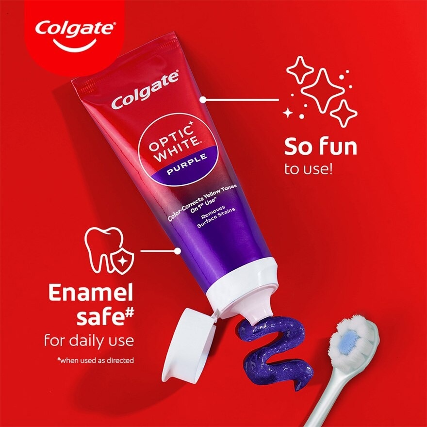 Colgate Optic White Purple Whitening Toothpaste 2x100g