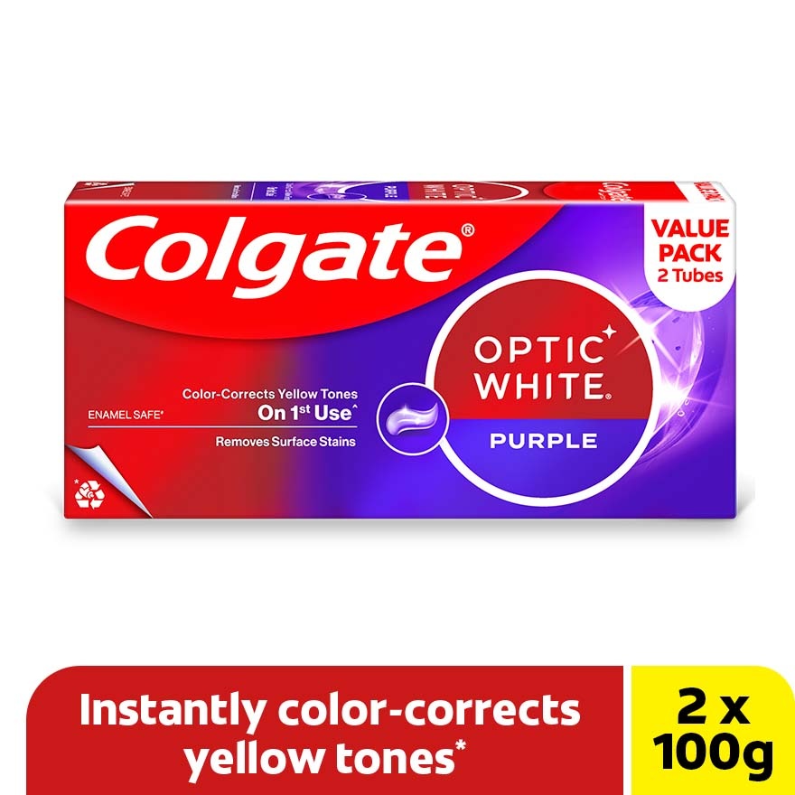 Colgate Optic White Purple Whitening Toothpaste 2x100g image