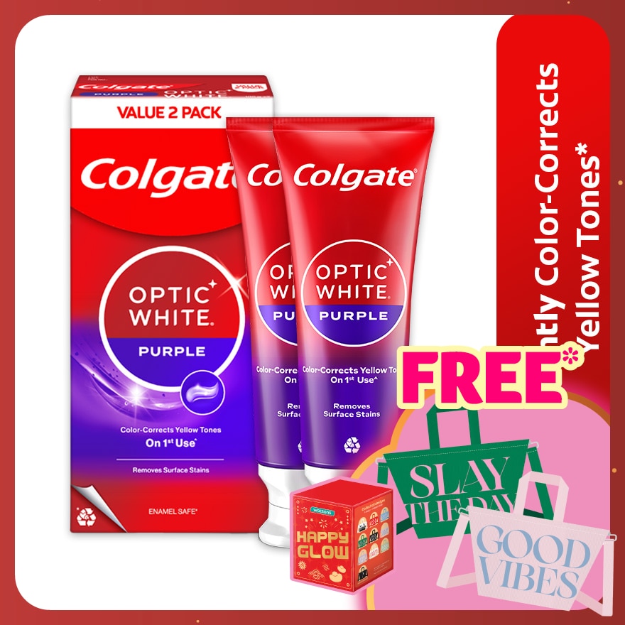 Colgate Optic White Purple Whitening Toothpaste 2x100g