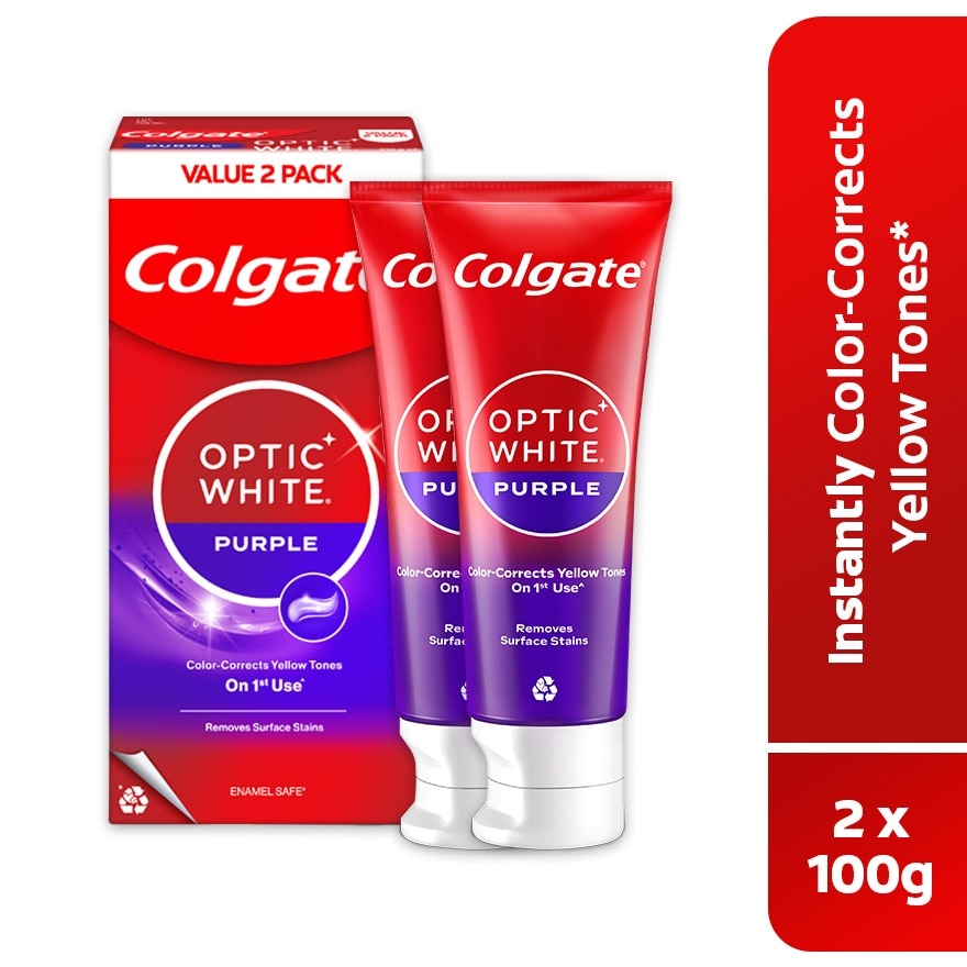 Colgate Optic White Purple Whitening Toothpaste 2x100g
